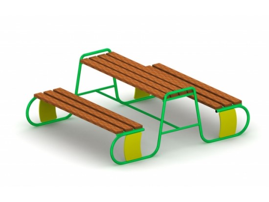 Piknikový stôl s lavicami kovovej konštrukcie